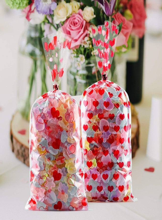 Yoption 160PCS Valentines Heart Clear Cellophane Treat Bags with Twist Ties, Wedding Party Favor Bags for Candies Cookie Chocolate Snack - Image 4